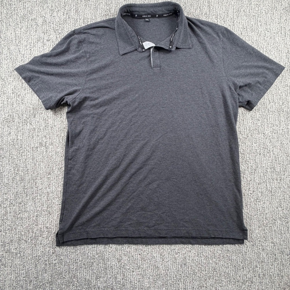 Public Rec‎ Polo Shirt Mens 2XL Charcoal Grey Pima Tencel Spandex Short Sleeve